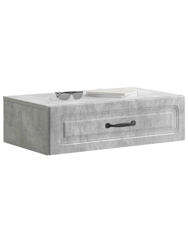 Tavolino da Parete Laterale Grigio Cemento 59 x 34,5 x 17 cm