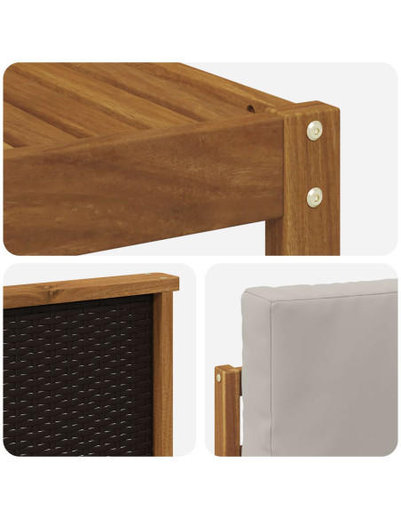 Set di divani da esterno 5 pcs Naturale e Grigio Chiaro