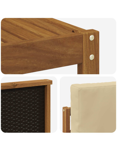 Set di divani da esterno 5 pcs Naturale e Beige Poliestere