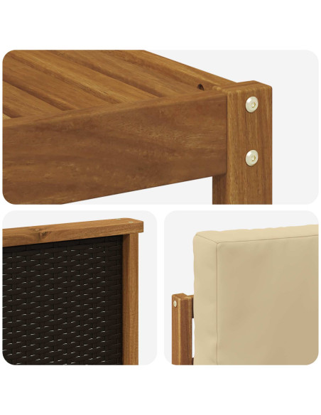 Set di divani da esterno 5 pcs Naturale e Beige Poliestere