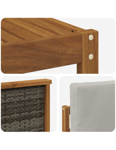 Set di divani da esterno 5 pcs Naturale e Grigio Chiaro