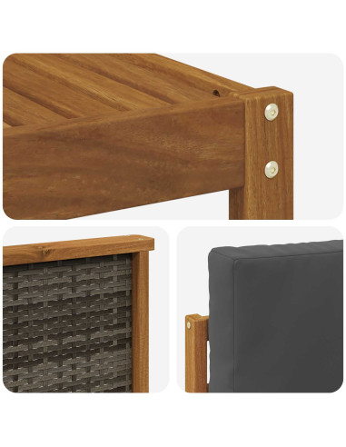 Set di divani da esterno 5 pcs Naturale e Antracite Poliestere