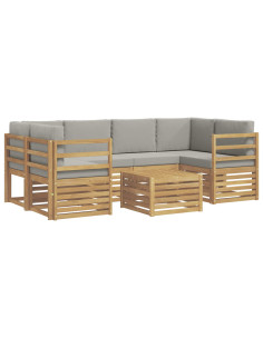 Set di divani da esterno 7 pcs Bianco e Grigio Chiaro 2