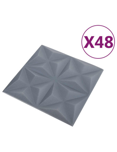 Pannelli da parete 48 pcs Origami Grigio 50 x 50 cm Schiuma XPS