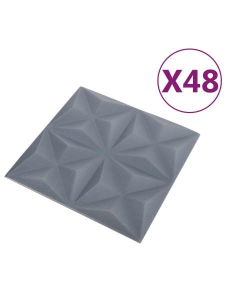 Pannelli da parete 48 pcs Origami Grigio 50 x 50 cm Schiuma XPS