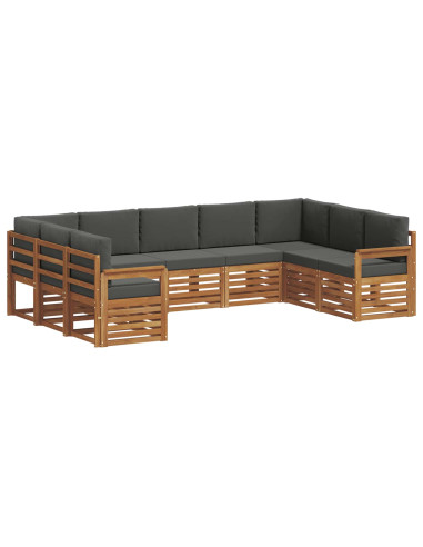 Set divani 9 pcs Naturale e Antracite Legno di Acacia Massello