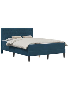 Struttura letto con materasso Blu 160 x 200 cm Velluto 2