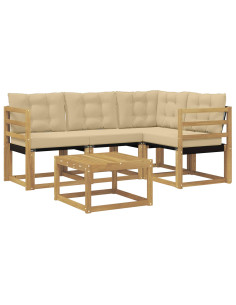 Set di divani da esterno con cuscino 5 pcs Bianco e Beige 2