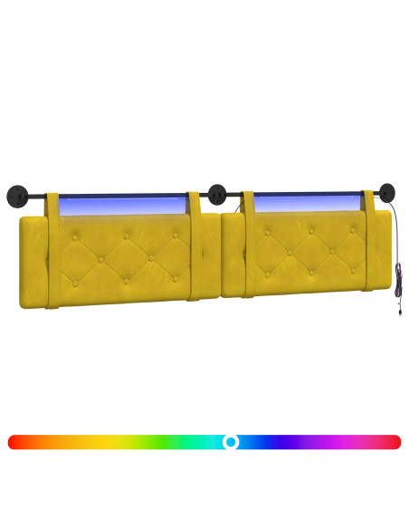 Testiera sospesa Con luce LED Giallo Velluto