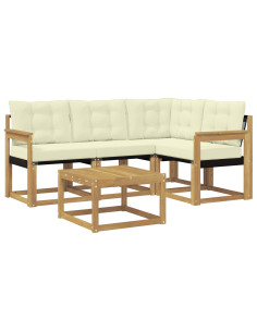 Set di divani da esterno con cuscino 5 pcs Bianco e Crema 2