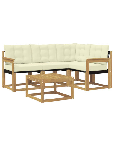 Set di divani da esterno con cuscino 5 pcs Bianco e Crema