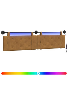 Testiera sospesa Con luce LED Marrone Velluto 2