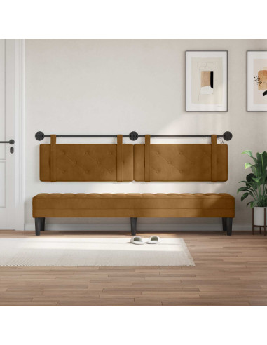 Testiera sospesa Con luce LED Marrone Velluto