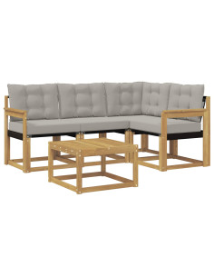 Set di divani da esterno 5 pcs Bianco e Grigio Chiaro 2