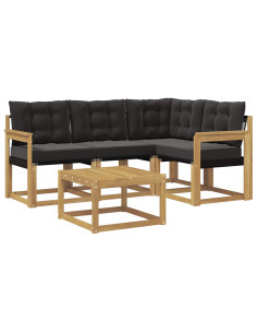 Set di divani da esterno con cuscino 5 pcs Bianco e Nero 2