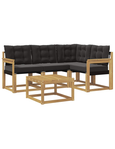 Set di divani da esterno con cuscino 5 pcs Bianco e Nero