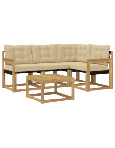 Set di divani da esterno con cuscino 5 pcs Bianco e Beige 2