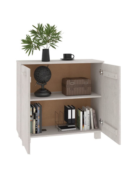 Credenza HAMAR Bianca 85x35x80 cm in Legno Massello di Pino