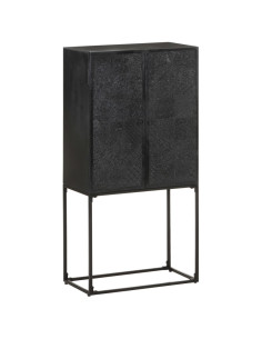 Credenza Nera 60x30x120 cm Legno Massello di Acacia e Mango