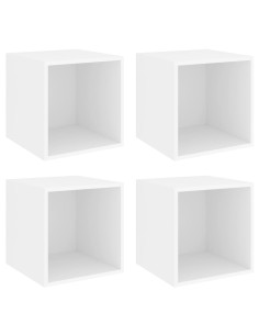 Mobili a Muro 4pz Bianchi 37x37x37 cm in Legno Multistrato 2
