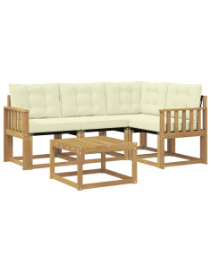 Set di divani da esterno con cuscino 5 pcs Bianco e Crema 2