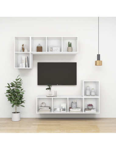 Mobili a Muro 4pz Bianchi 37x37x37 cm in Legno Multistrato