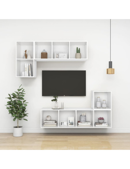 Mobili a Muro 4pz Bianchi 37x37x37 cm in Legno Multistrato