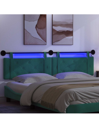 Testiera sospesa Con luce LED Turchese Velluto