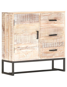 Credenza Bianca 73x30x75 cm in Legno Massello di Acacia 2