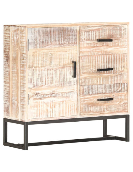 Credenza Bianca 73x30x75 cm in Legno Massello di Acacia
