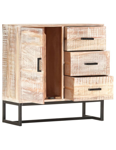 Credenza Bianca 73x30x75 cm in Legno Massello di Acacia