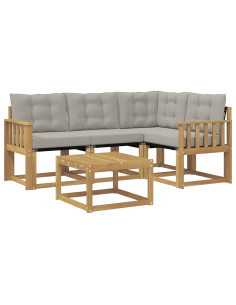 Set di divani da esterno 5 pcs Bianco e Grigio Chiaro 2