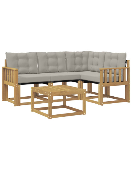 Set di divani da esterno 5 pcs Bianco e Grigio Chiaro