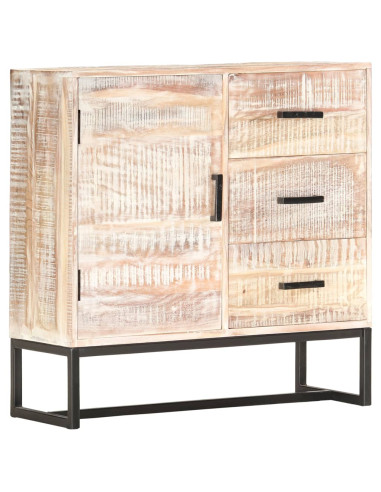 Credenza Bianca 73x30x75 cm in Legno Massello di Acacia