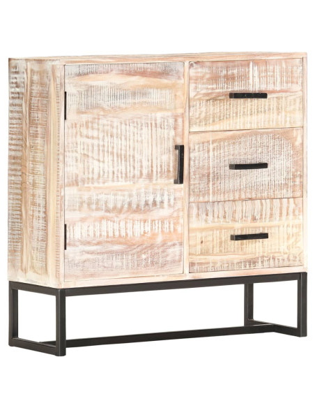 Credenza Bianca 73x30x75 cm in Legno Massello di Acacia