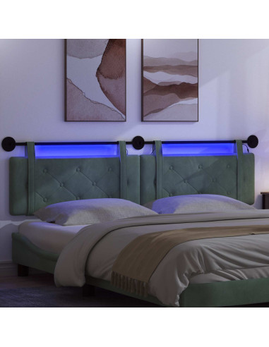 Testiera sospesa Con luce LED Verde Mare Velluto