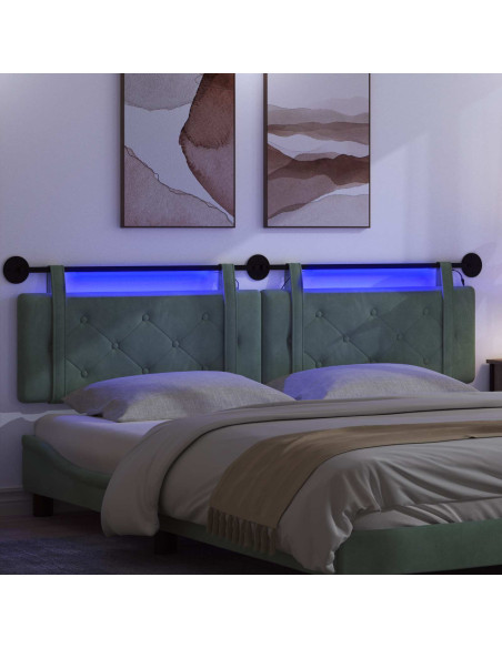 Testiera sospesa Con luce LED Verde Mare Velluto