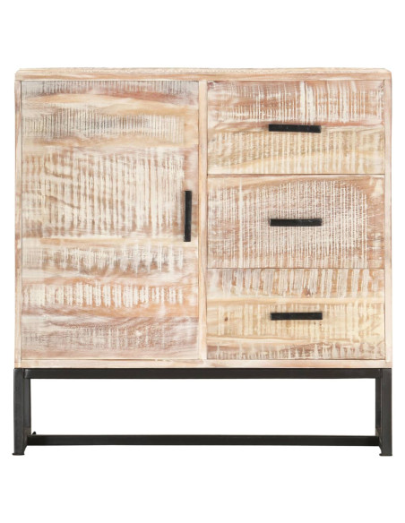 Credenza Bianca 73x30x75 cm in Legno Massello di Acacia