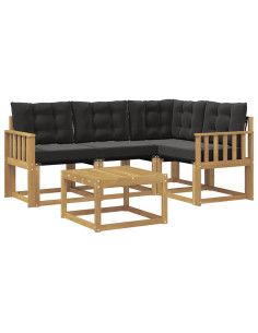 Set di divani da esterno con cuscino 5 pcs Bianco e Nero 2