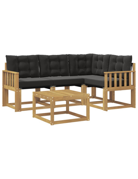 Set di divani da esterno con cuscino 5 pcs Bianco e Nero