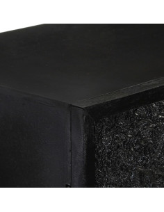 Credenza Nera 60x30x120 cm Legno Massello di Acacia e Mango 2