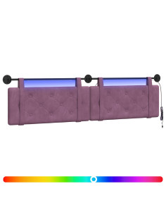 Testiera sospesa Con luce LED Viola Velluto 2