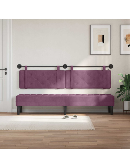Testiera sospesa Con luce LED Viola Velluto