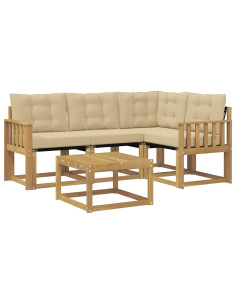 Set di divani da esterno con cuscino 5 pcs Bianco e Beige 2