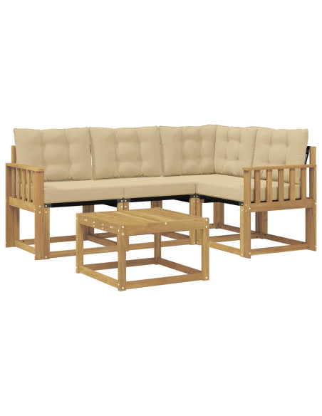 Set di divani da esterno con cuscino 5 pcs Bianco e Beige