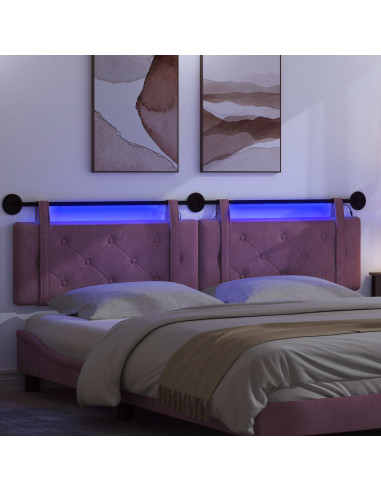 Testiera sospesa Con luce LED Viola Velluto