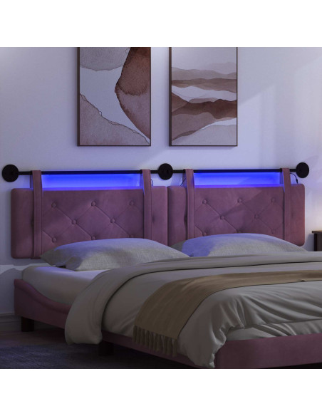 Testiera sospesa Con luce LED Viola Velluto