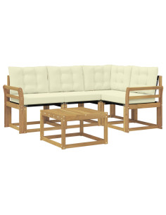 Set di divani da esterno con cuscino 5 pcs Bianco e Crema 2