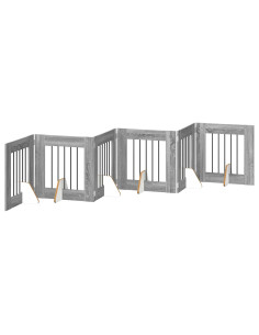 Cancello per cani con supporti 6 pcs Grigio Sonoma 60 x 60 cm 2