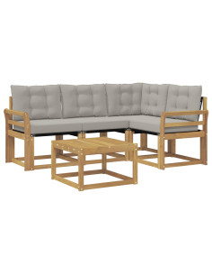 Set di divani da esterno 5 pcs Bianco e Grigio Chiaro 2